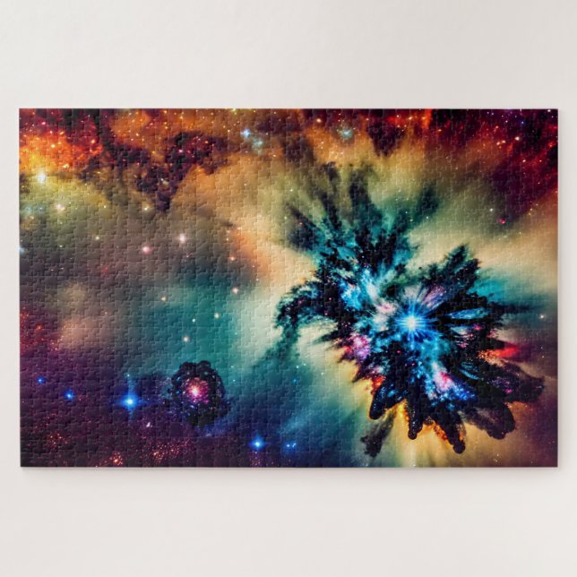 Cosmic Rainbow purple blue yellow red galactic  Jigsaw Puzzle (Horizontal)
