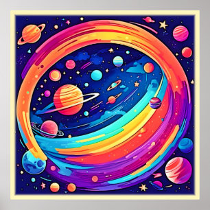 Cosmic Rainbow Vortex Poster