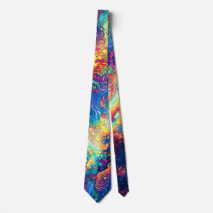 Cosmic Reaction - Vibrant and Colorful Abstract Tie