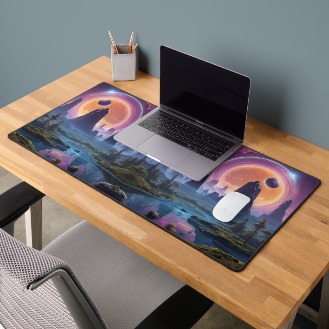 Cosmic Realms: Alien Worlds in Motion Desk Mat (Office 2)