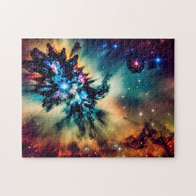 Cosmic red blue and red universe galaxy skyscape jigsaw puzzle (Horizontal)
