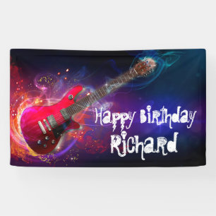 Cosmic Red Rock and Roll Electric Guitar  Banner