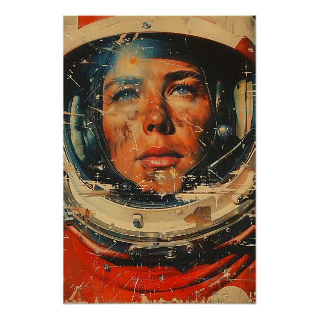 Cosmic Retro Astronaut Wall Art (Front)