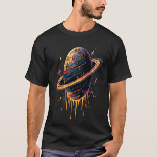 Cosmic Ringed Planet Galaxy Space Art T-Shirt
