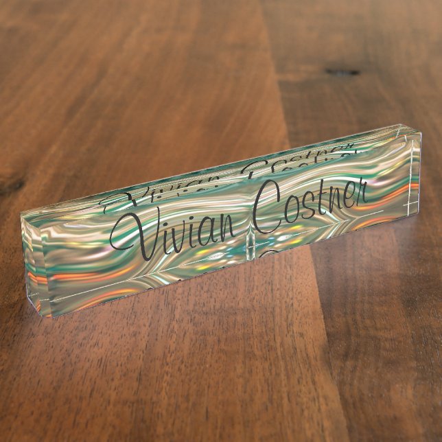 Cosmic River Liquid Crystal Desk Nameplate (Side)