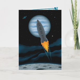 Cosmic Rocketship Scene Father's Day Card