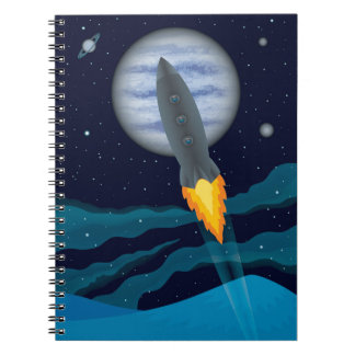 Cosmic Rocketship Scene Notebook