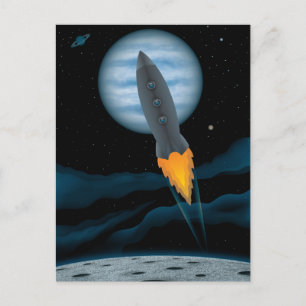 Cosmic Rocketship Scene Postcard