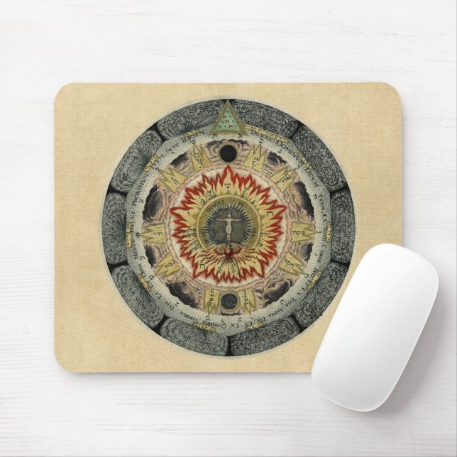 Cosmic Rose Mandala Mouse Mat (With Mouse)