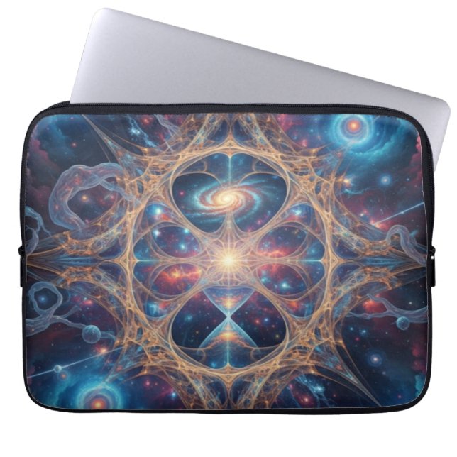 Cosmic Sacred Geometry Galaxy Mandala Art Laptop Sleeve (Front)