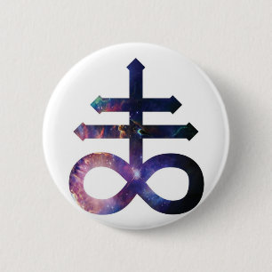 Cosmic Satanic Cross 6 Cm Round Badge