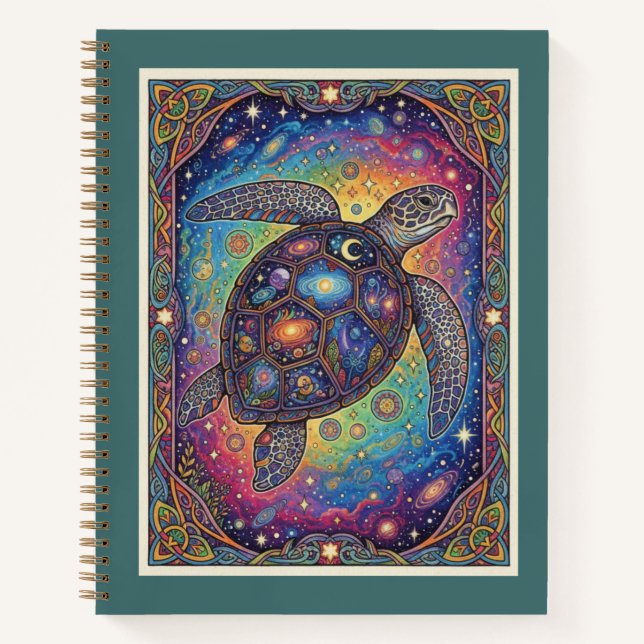 Cosmic Sea Turtle Galaxy Shell Zentangle Journal (Front)