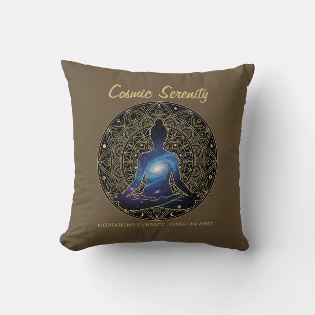 Cosmic Serenity Meditation – Galaxy Mandala  Cushion (Front)