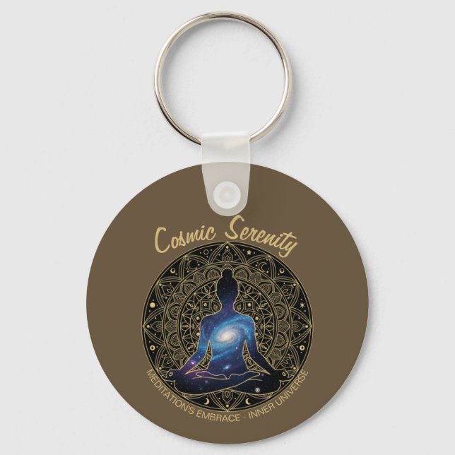 Cosmic Serenity Meditation – Galaxy Mandala  Key Ring (Front)