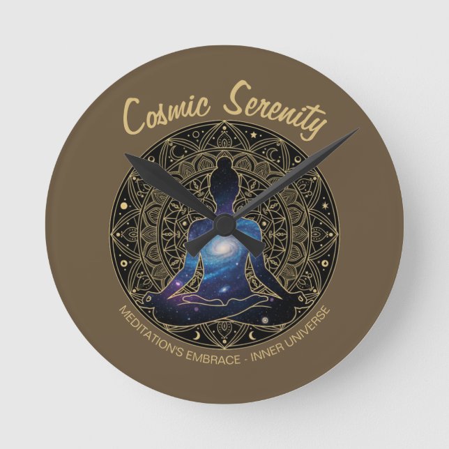 Cosmic Serenity Meditation – Galaxy Mandala  Round Clock (Front)