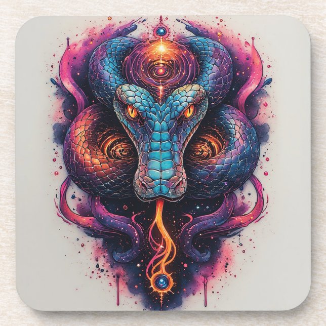 Cosmic Serpent with Glowing Scales Coaster (Front)