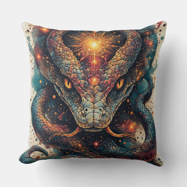 Cosmic Serpent with Glowing Scales Cushion (Front)