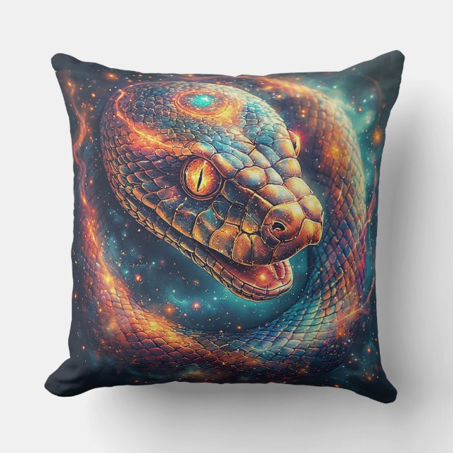 Cosmic Serpent with Glowing Scales Cushion (Front)