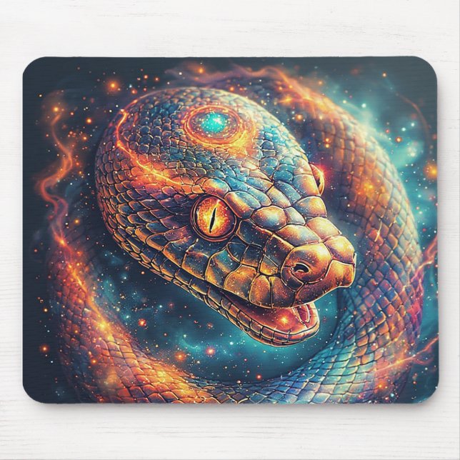 Cosmic Serpent with Glowing Scales Mouse Mat (Front)