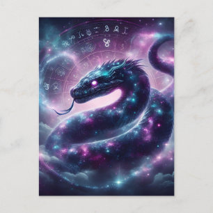 Cosmic Serpent Zodiac Galaxy Astrology Announcement Postcard