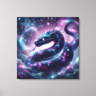 Cosmic Serpent Zodiac Galaxy Astrology Canvas Print