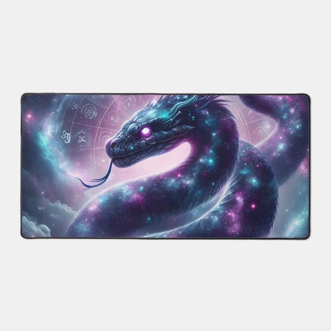 Cosmic Serpent Zodiac Galaxy Astrology Desk Mat (Front)
