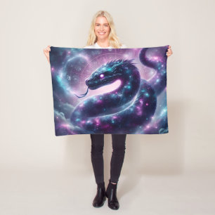 Cosmic Serpent Zodiac Galaxy Astrology Fleece Blanket