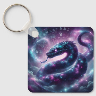 Cosmic Serpent Zodiac Galaxy Astrology Key Ring