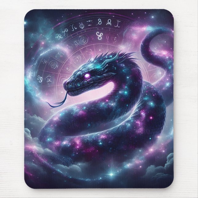 Cosmic Serpent Zodiac Galaxy Astrology Mouse Mat (Front)