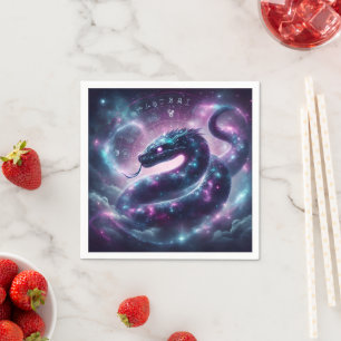 Cosmic Serpent Zodiac Galaxy Astrology Napkin