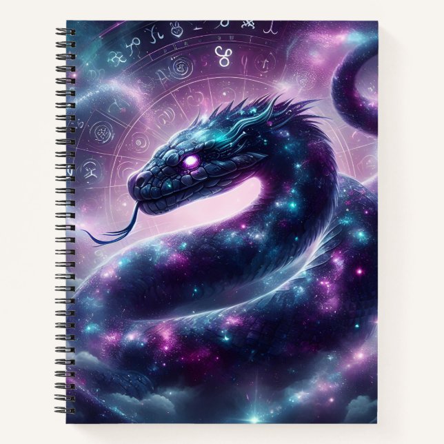 Cosmic Serpent Zodiac Galaxy Astrology Notebook (Front)