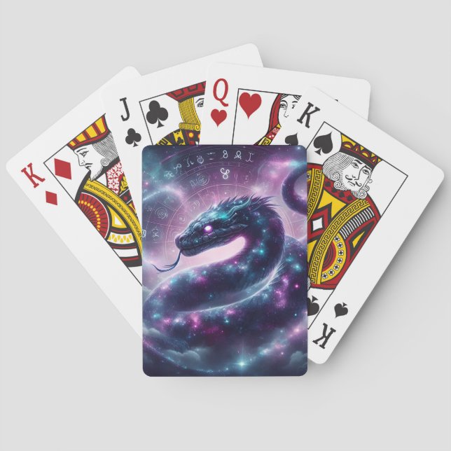 Cosmic Serpent Zodiac Galaxy Astrology Playing Cards (Back)