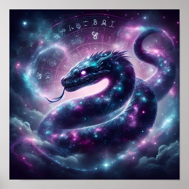 Cosmic Serpent Zodiac Galaxy Astrology Poster (Front)