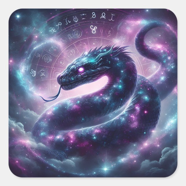 Cosmic Serpent Zodiac Galaxy Astrology Square Sticker (Front)