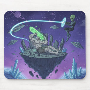 Cosmic Showdown — Alien vs Buff Titan Mouse Mat