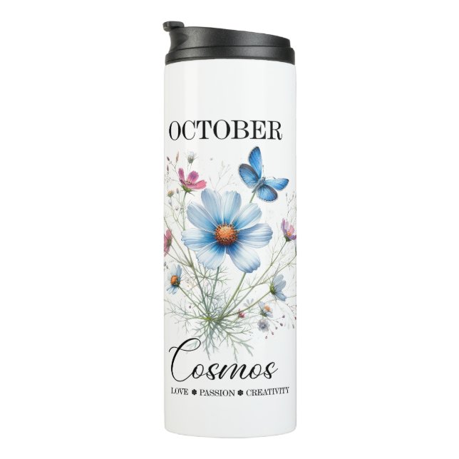 Cosmic Sip • October Birth Flower Thermal Tumbler  (Rotated Right)