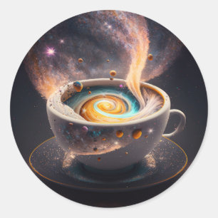 Cosmic Sips: Celestial Journey through the Galaxy Classic Round Sticker