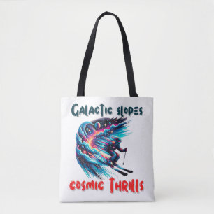 Cosmic Skiing Adventure in Space Tote Bag
