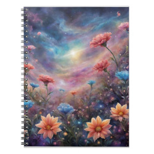 Cosmic sky with fantasy flowers notebook