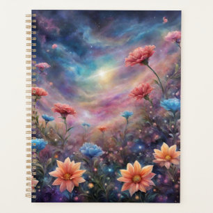 Cosmic sky with fantasy flowers planner