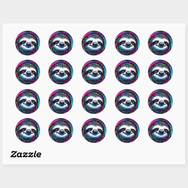 Cosmic Sloth Classic Round Sticker (Sheet)