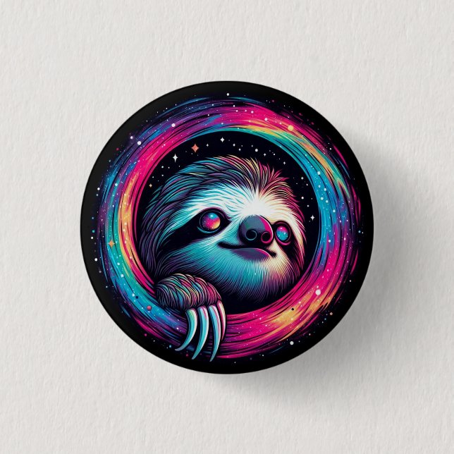 Cosmic Sloth Galaxy Art 3 Cm Round Badge (Front)