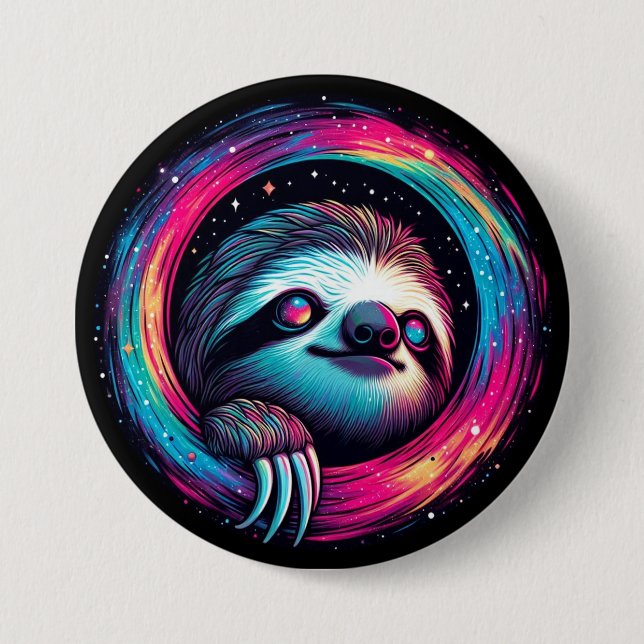 Cosmic Sloth Galaxy Art 7.5 Cm Round Badge (Front)