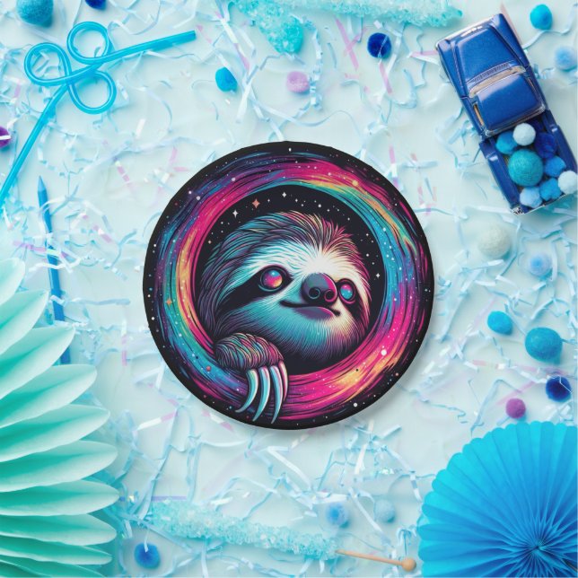Cosmic Sloth Galaxy Art Paper Plate (Party)