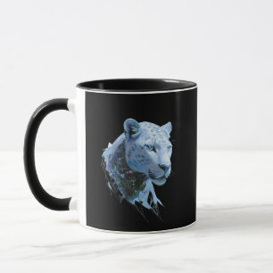 Cosmic Snow Leopard Abstract Art Mug