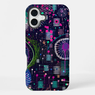 Cosmic Snow Storm: Abstract Maximalism Art iPhone 16 Plus Case