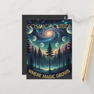 Cosmic Solitude Galaxy Forest • Moon Phases Postcard