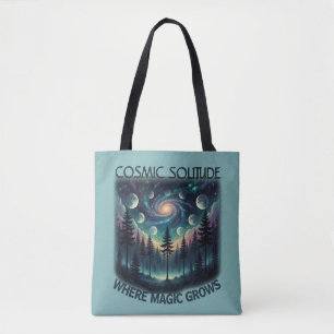 Cosmic Solitude Galaxy Forest • Moon Phases Tote Bag