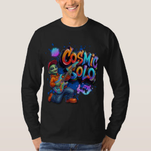 Cosmic Solo Alien Guitar Player Space Music Art T-Shirt