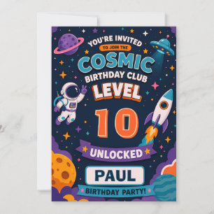 Cosmic Space 10th Birthday Invitation